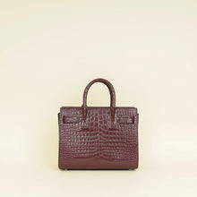 YSL Burgundy Croco Embossed Sac De Jour Nano Bag