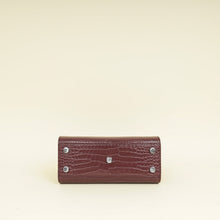 YSL Burgundy Croco Embossed Sac De Jour Nano Bag