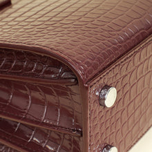 YSL Burgundy Croco Embossed Sac De Jour Nano Bag