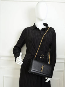 YSL Black Monogram Kate Medium Chain Shoulder Bag