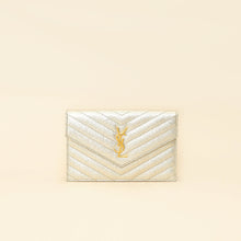 YSL Metallic Gold Monogram Chevron Envelope Chain Wallet