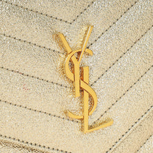 YSL Metallic Gold Monogram Chevron Envelope Chain Wallet