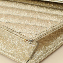 YSL Metallic Gold Monogram Chevron Envelope Chain Wallet