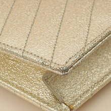 YSL Metallic Gold Monogram Chevron Envelope Chain Wallet