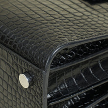YSL Black Sac De Jour Nano Croco Embossed Bag
