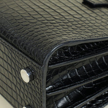 YSL Black Sac De Jour Nano Croco Embossed Bag