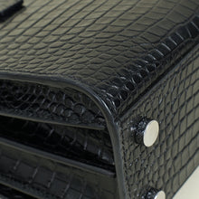 YSL Black Sac De Jour Nano Croco Embossed Bag