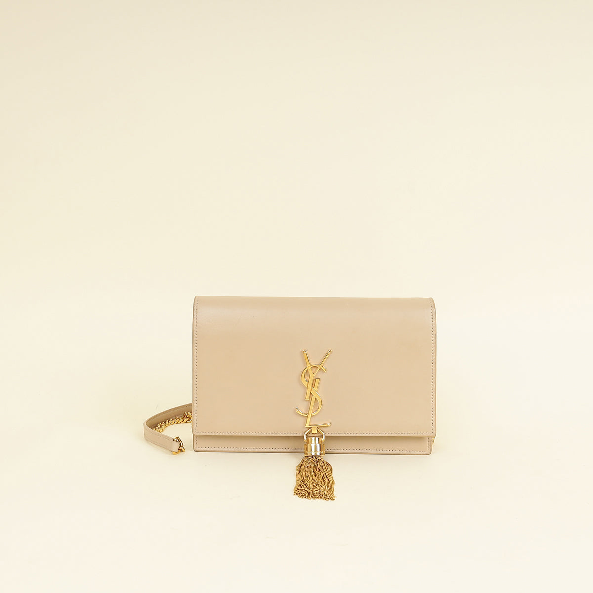 YSL Beige Kate Tassel Chain Wallet