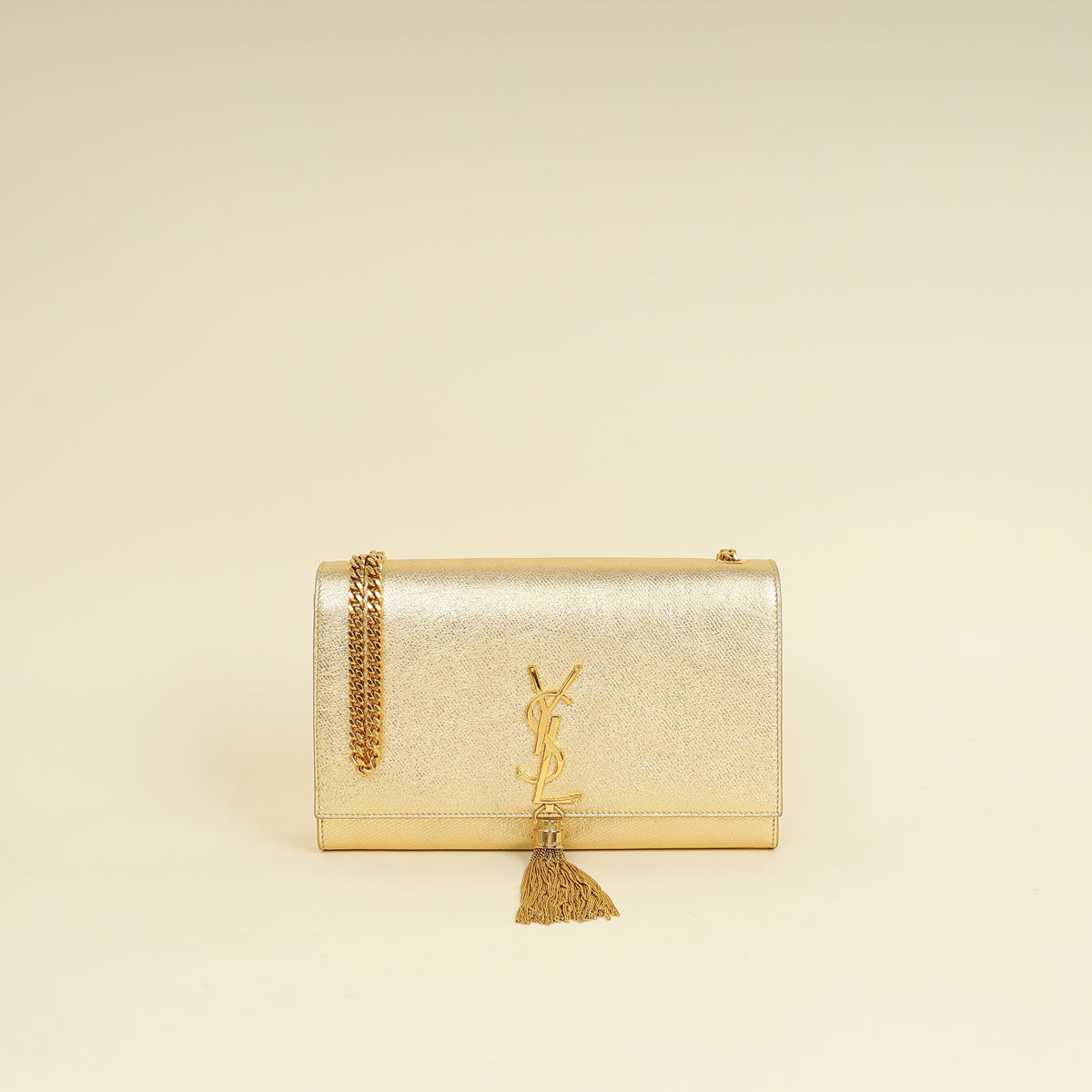 YSL Metallic Gold Kate Tassel Medium Chain Bag