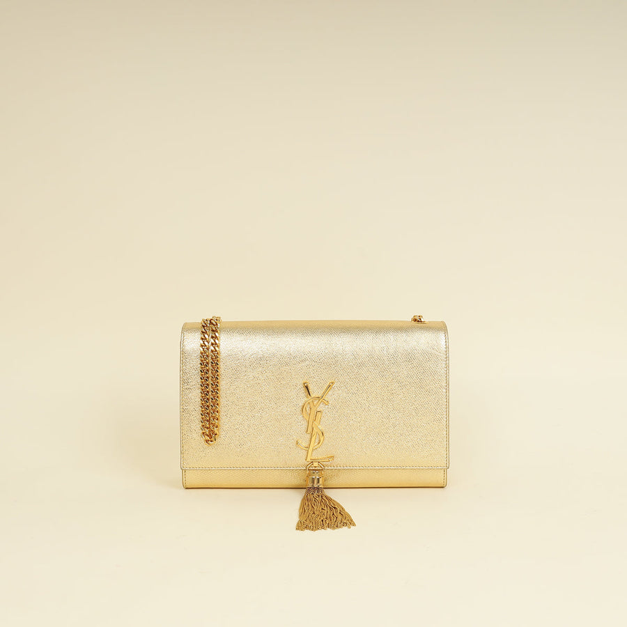 YSL Metallic Gold Kate Tassel Medium Chain Bag