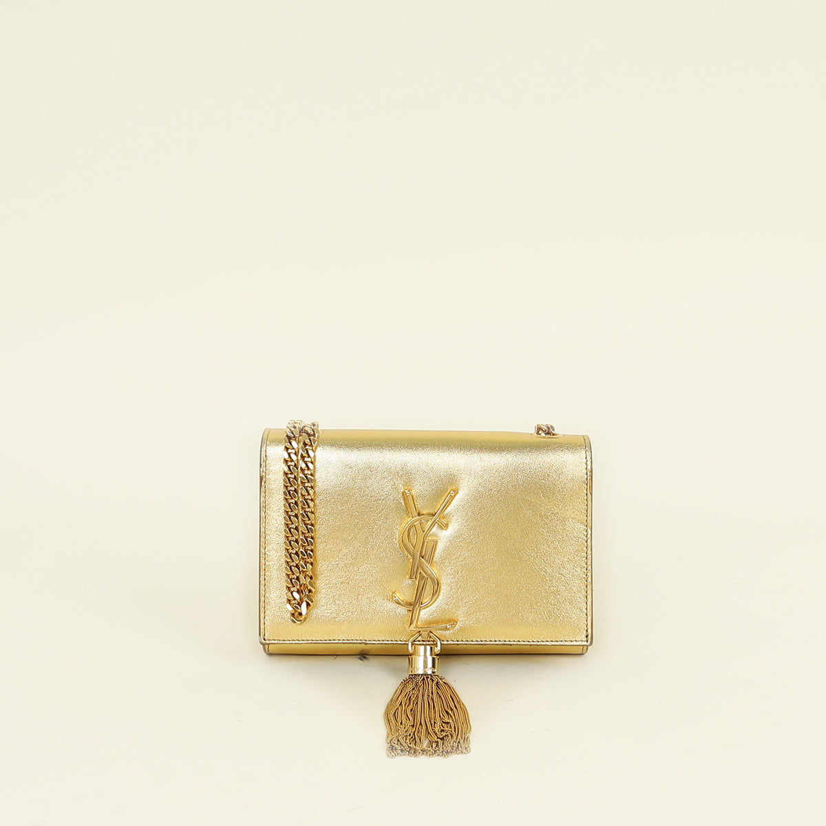 YSL Metallic Gold Kate Tassel Mini Shoulder Bag