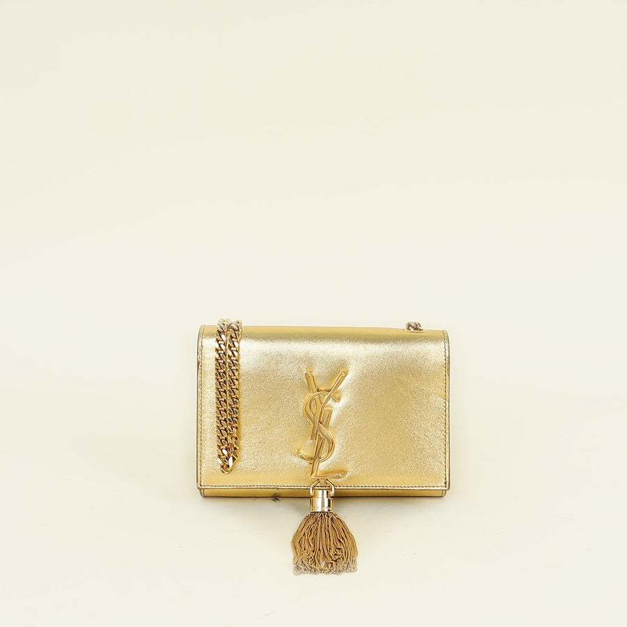 YSL Metallic Gold Kate Tassel Mini Shoulder Bag