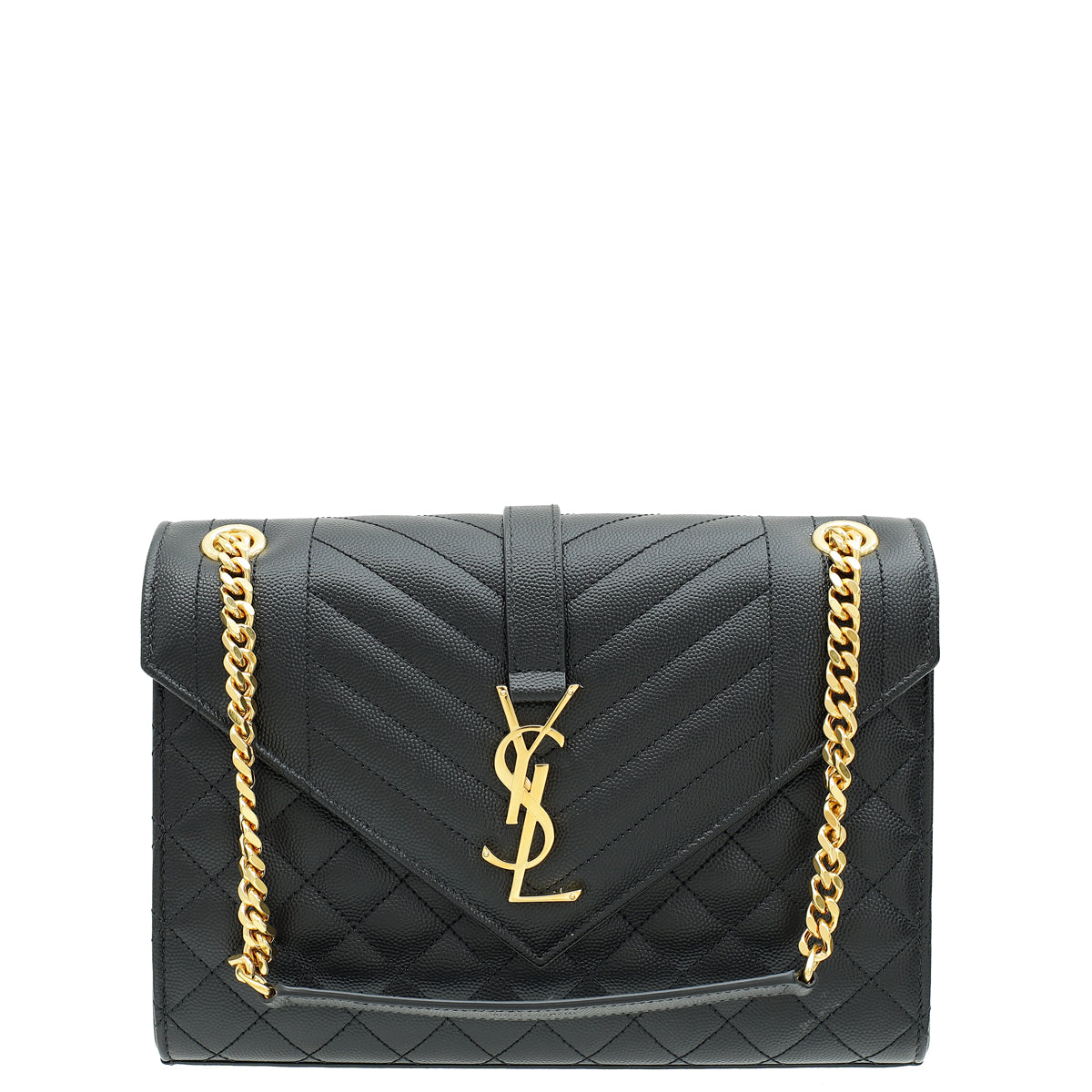 YSL Black Mix Quilted Envelope Medium Shoulder Bag