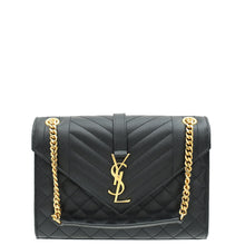 YSL Black Mix Quilted Envelope Medium Shoulder Bag