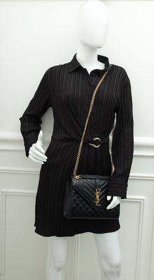 YSL Black Mix Quilted Envelope Medium Shoulder Bag