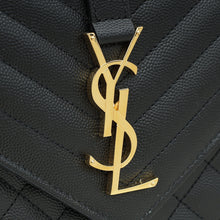 YSL Black Mix Quilted Envelope Medium Shoulder Bag