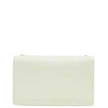 YSL Blanc Vintage Croco Embossed Kate Tassel Medium Bag