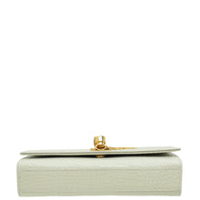 YSL Blanc Vintage Croco Embossed Kate Tassel Medium Bag