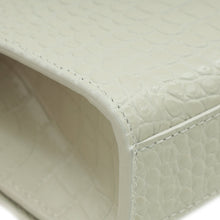 YSL Blanc Vintage Croco Embossed Kate Tassel Medium Bag
