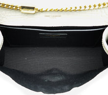 YSL Blanc Vintage Croco Embossed Kate Tassel Medium Bag