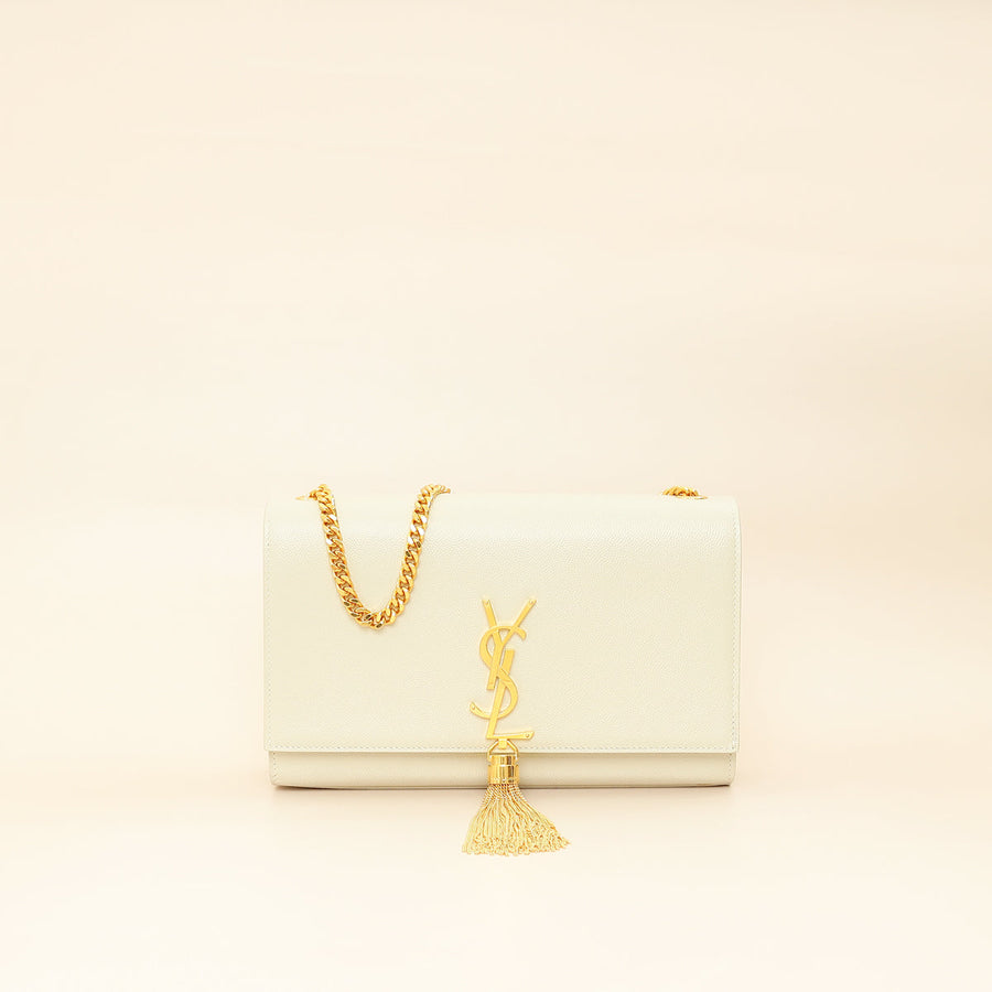 YSL Blanc Vintage Kate Tasel Medium Shoulder Bag