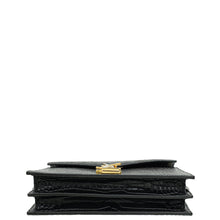YSL Black Cassandra Clasp Croco Embossed Small Chain Shoulder Bag