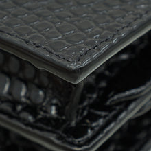 YSL Black Cassandra Clasp Croco Embossed Small Chain Shoulder Bag