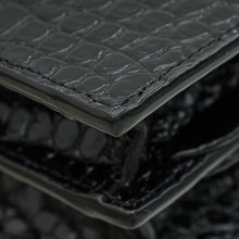 YSL Black Cassandra Clasp Croco Embossed Small Chain Shoulder Bag