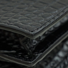 YSL Black Cassandra Clasp Croco Embossed Small Chain Shoulder Bag