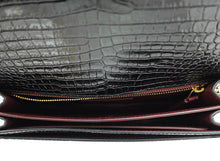 YSL Black Cassandra Clasp Croco Embossed Small Chain Shoulder Bag