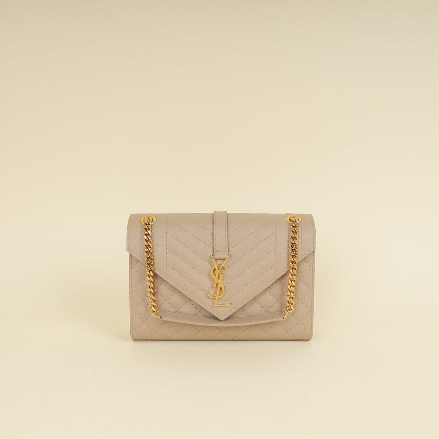 YSL Nude Mix Quilted Envelope Medium Shoulder Bag