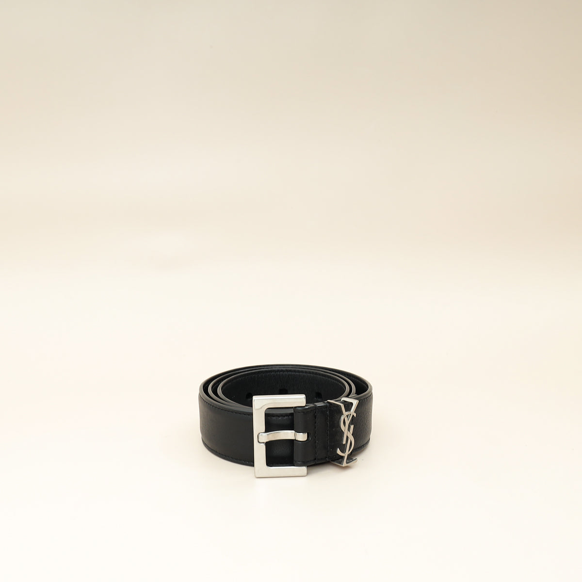 YSL Black Cassandre Thin Buckle 20mm Belt