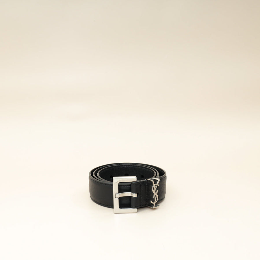 YSL Black Cassandre Thin Buckle 20mm Belt