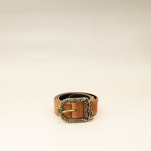 YSL Tan Suede Logo Buckle 30mm Belt
