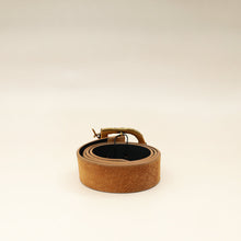 YSL Tan Suede Logo Buckle 30mm Belt