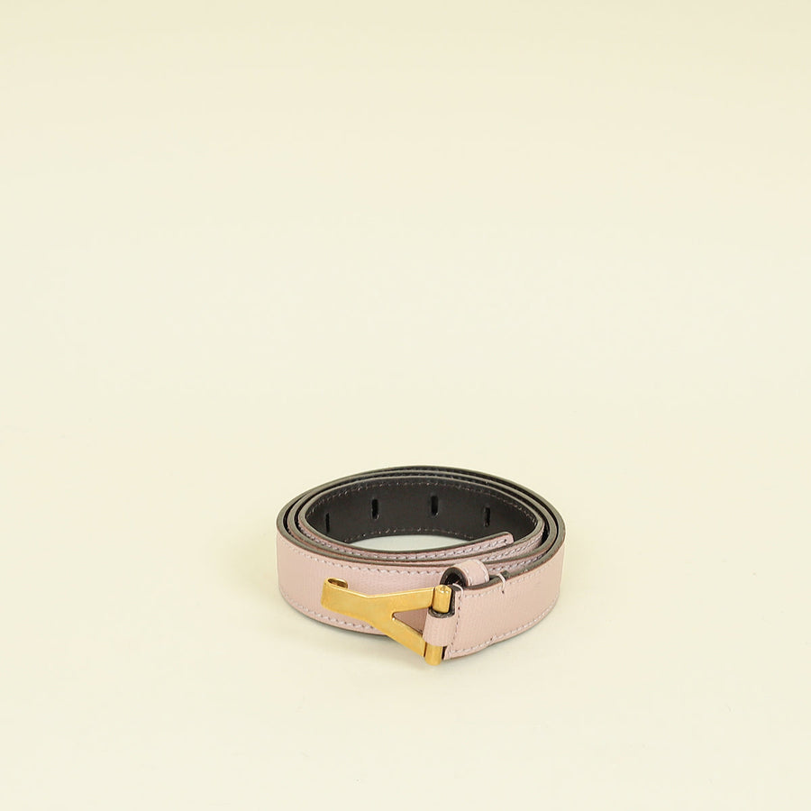 YSL Pink Y Logo Buckle Belt 34