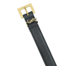 YSL Black Cassandre Thin Buckle Belt