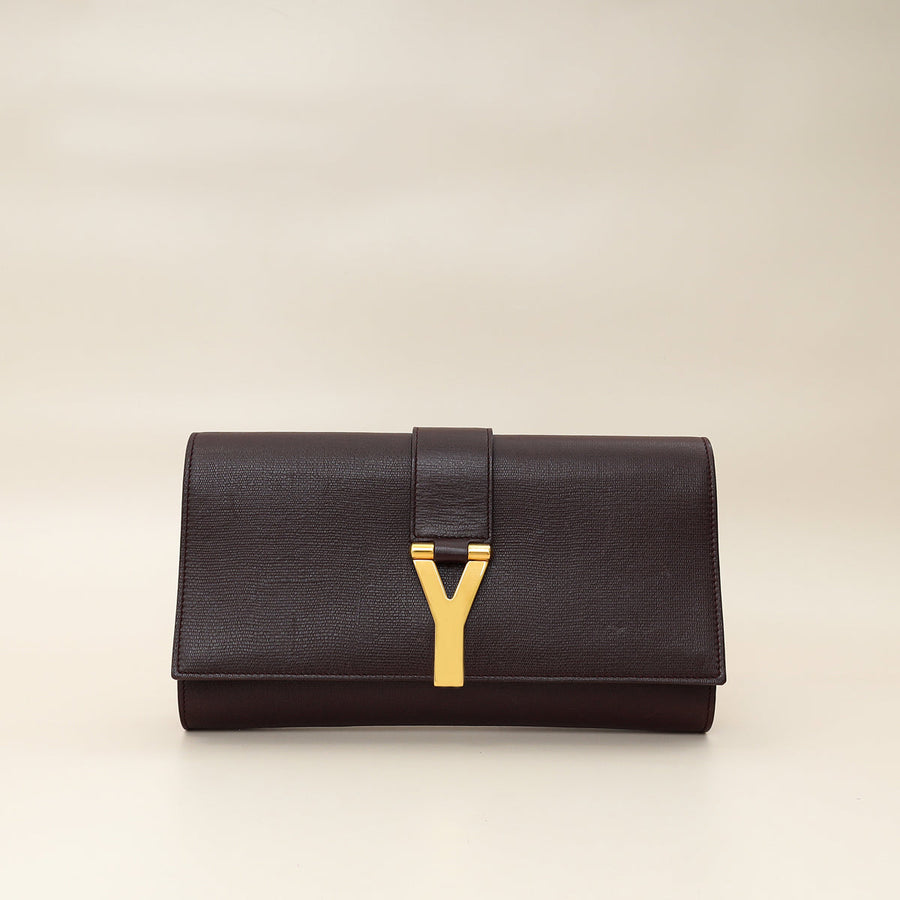 YSL Burgundy Y Ligne Clutch