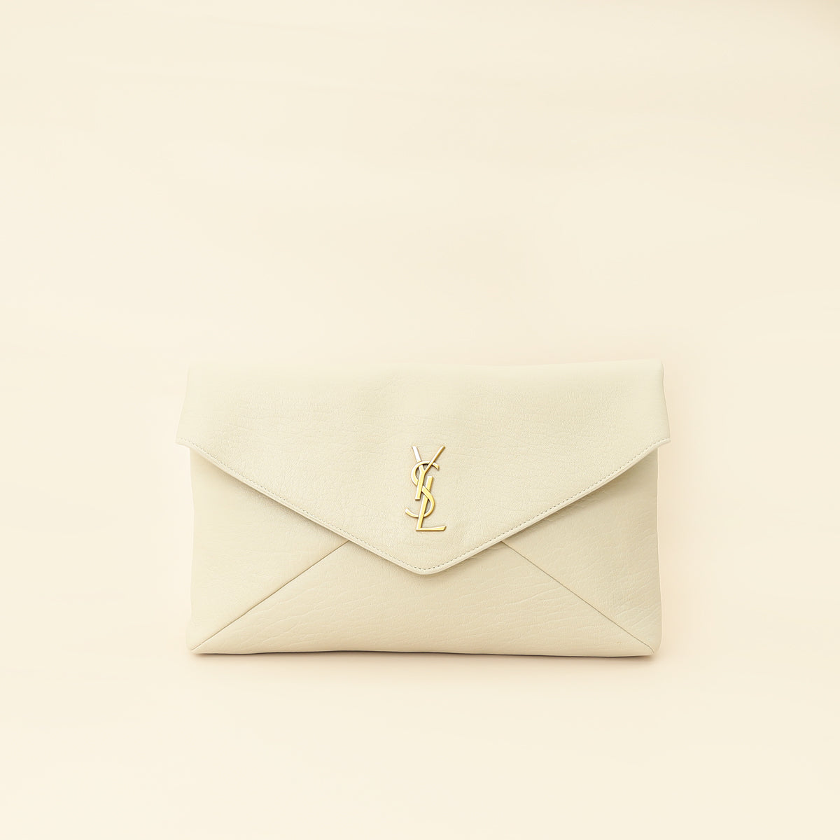 YSL Vintage White Cassandre Envelope Large Flap Pouch