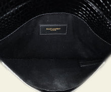YSL Black Croco Embossed Uptown Clutch