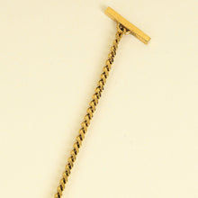 YSL Gold Brass Snake Monogram Tassel Pendant Necklace