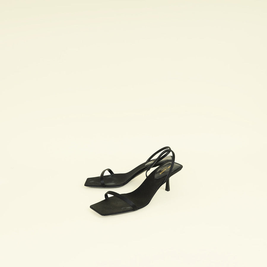 YSL Black Jaspe 55 Satin Sandal 38