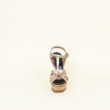 YSL Metallic Rose Gold High Heeled Tribute Sandals 37