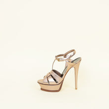 YSL Metallic Rose Gold High Heeled Tribute Sandals 37