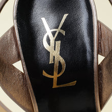 YSL Metallic Rose Gold High Heeled Tribute Sandals 37