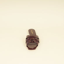 YSL Burgundy Tribute Flat Sandals 39