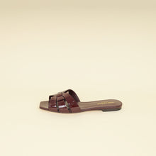 YSL Burgundy Tribute Flat Sandals 39