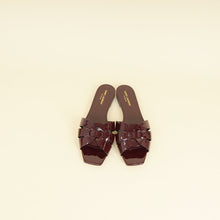 YSL Burgundy Tribute Flat Sandals 39