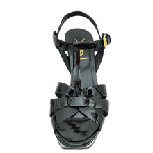 YSL Black Mid Heel Tribute Sandal 36.5