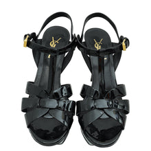 YSL Black Mid Heel Tribute Sandal 36.5